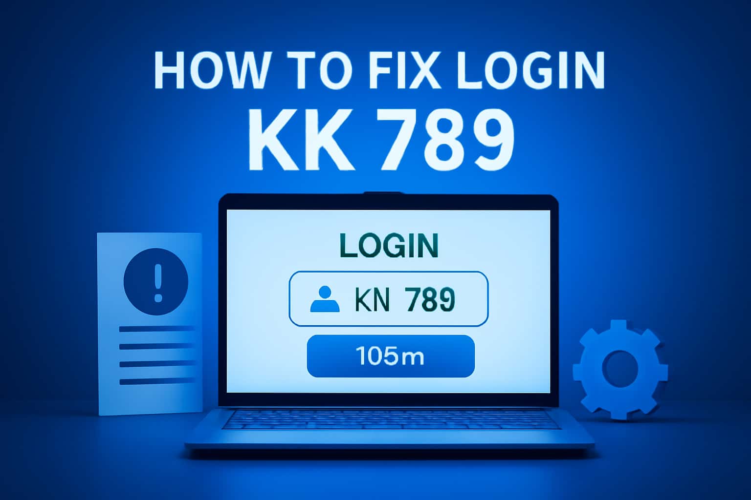 A futuristic scene showing the text 'How to Fix Login KK 789' in a professional setting.