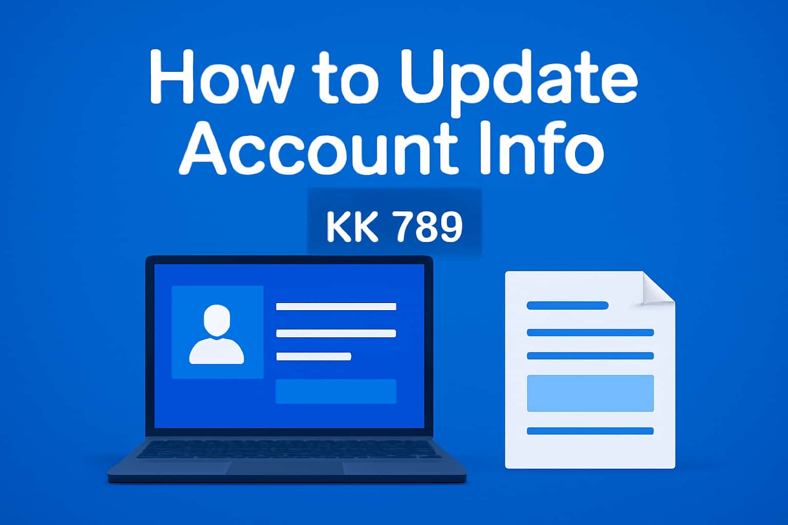 A futuristic scene illustrating the process of updating KK 789 account information.