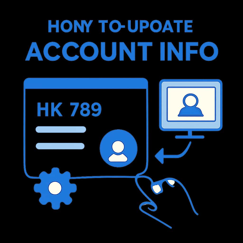 An educational diagram showing steps to update KK 789 account information.