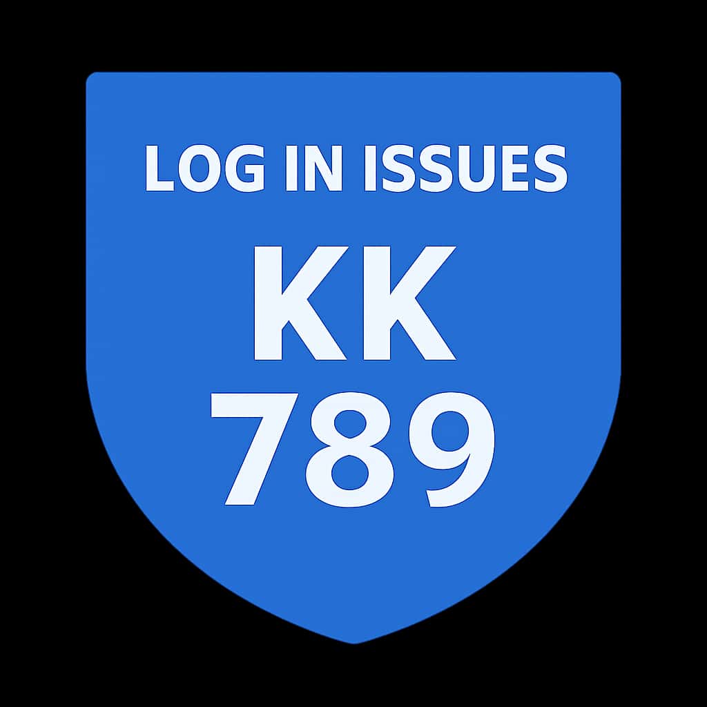 A professional badge representing log in issues for KK 789.