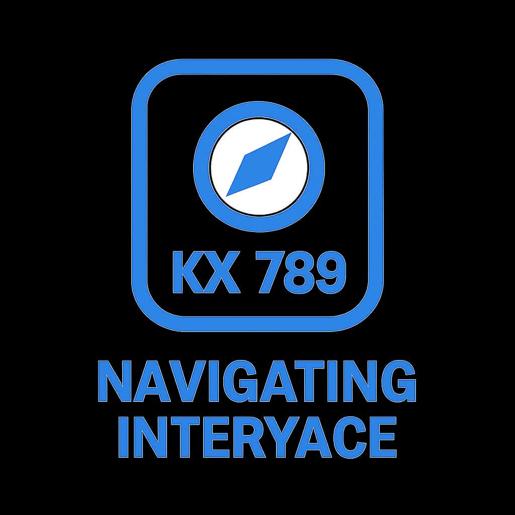 A badge design illustrating the KK 789 interface navigation.